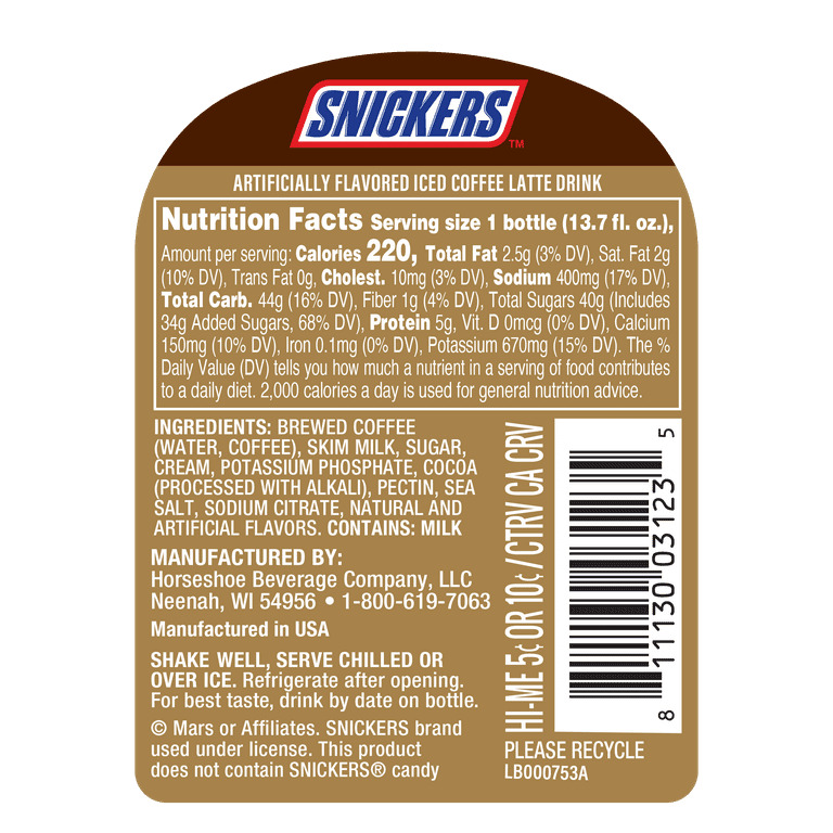 Snickers Iced Coffee Shake 405ml