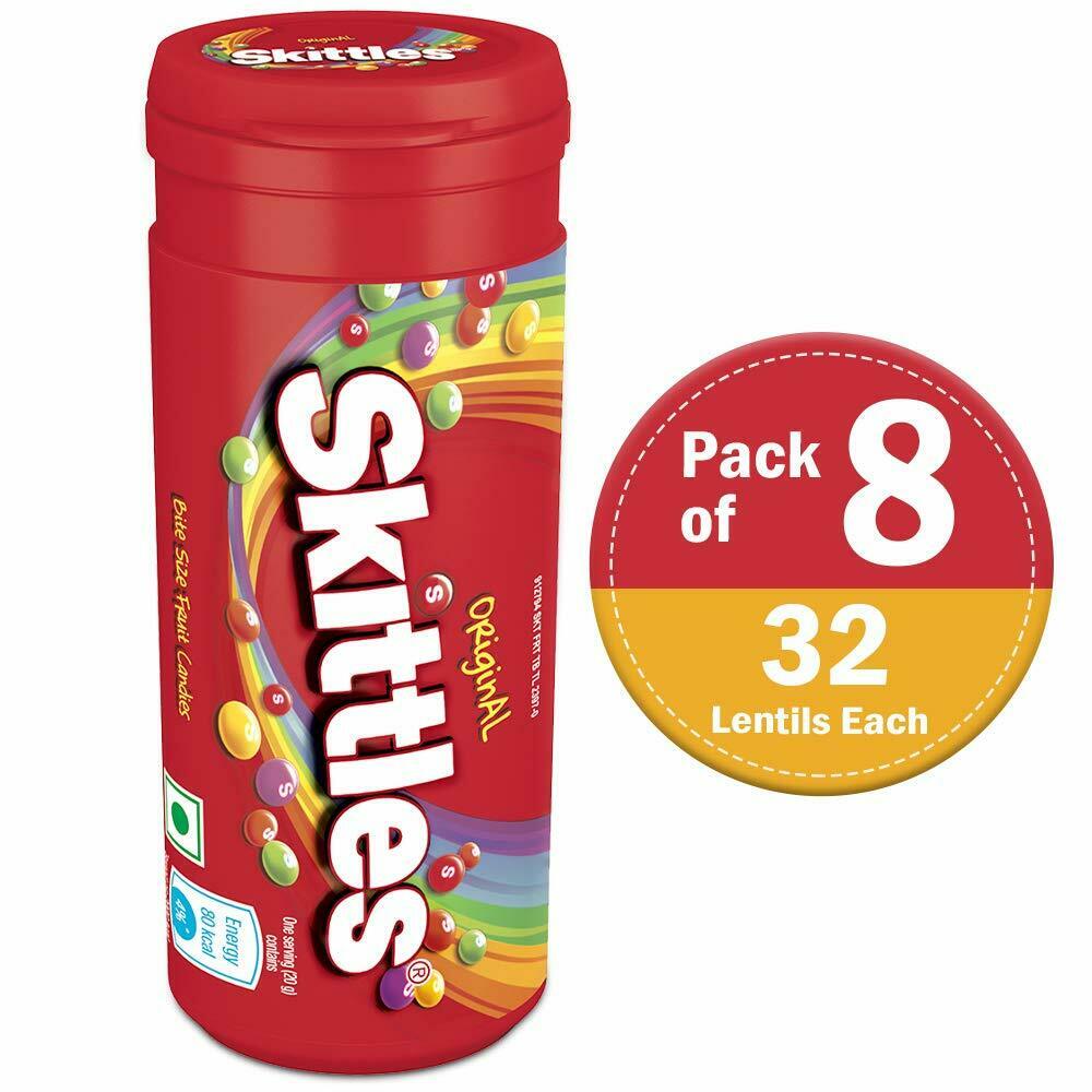 Skittles Original Bite Size Fruit Flavour Candies - 33.5g Tube (Pack of 8)