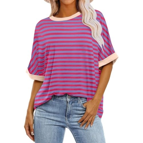 Women's Oversized T Shirts Short Sleeve Crewneck Summer Tops Casual Loose Basic Tee Shirts 2024 Trendy Clothes