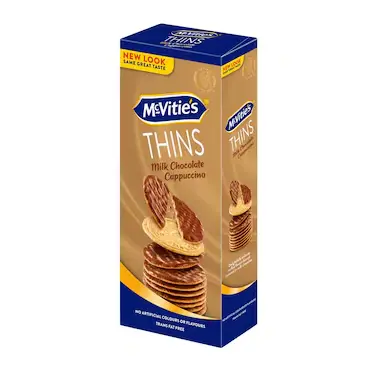 Mcvities thins milk chocolate cappucino 150g 