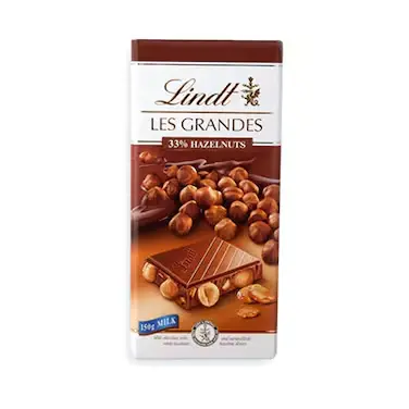 Lindt Les Grandes Milk Chocolate Bar 33% Milk Hazelnut
