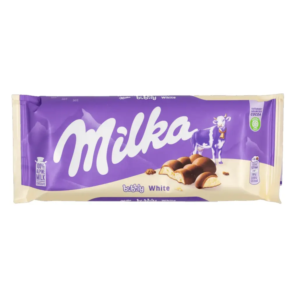 Milka Bubbly White Chocolate Bar, 95g