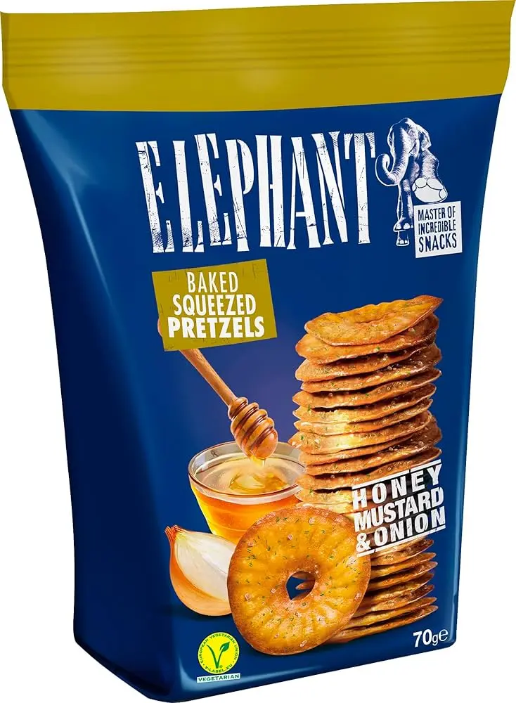 Elephant Squeezed Pretzels Honey Mustard & Onion 70g
