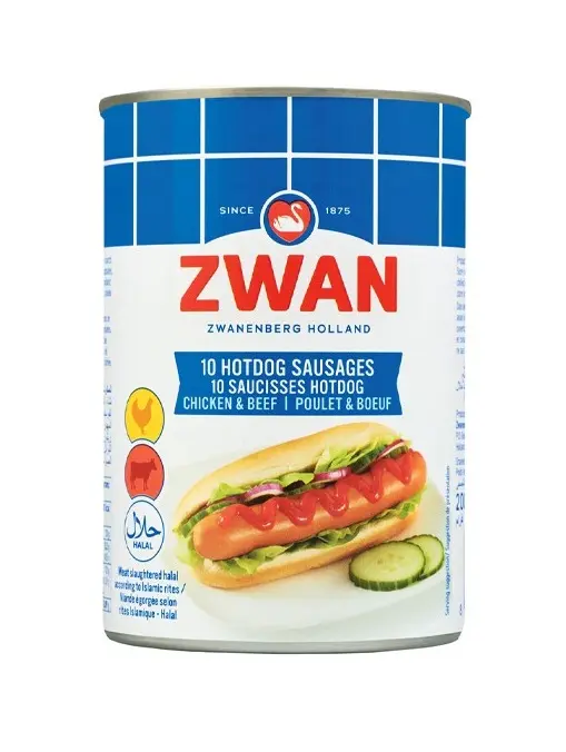  Zwan 10 Hotdog Sausages Beef&Chicken 400g 