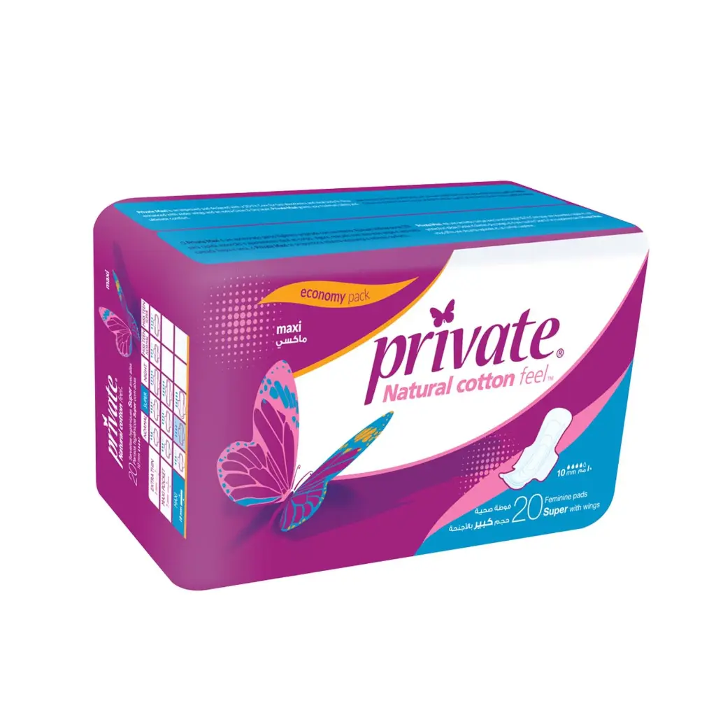 Private Maxi Feminine Pads Super With Wings 