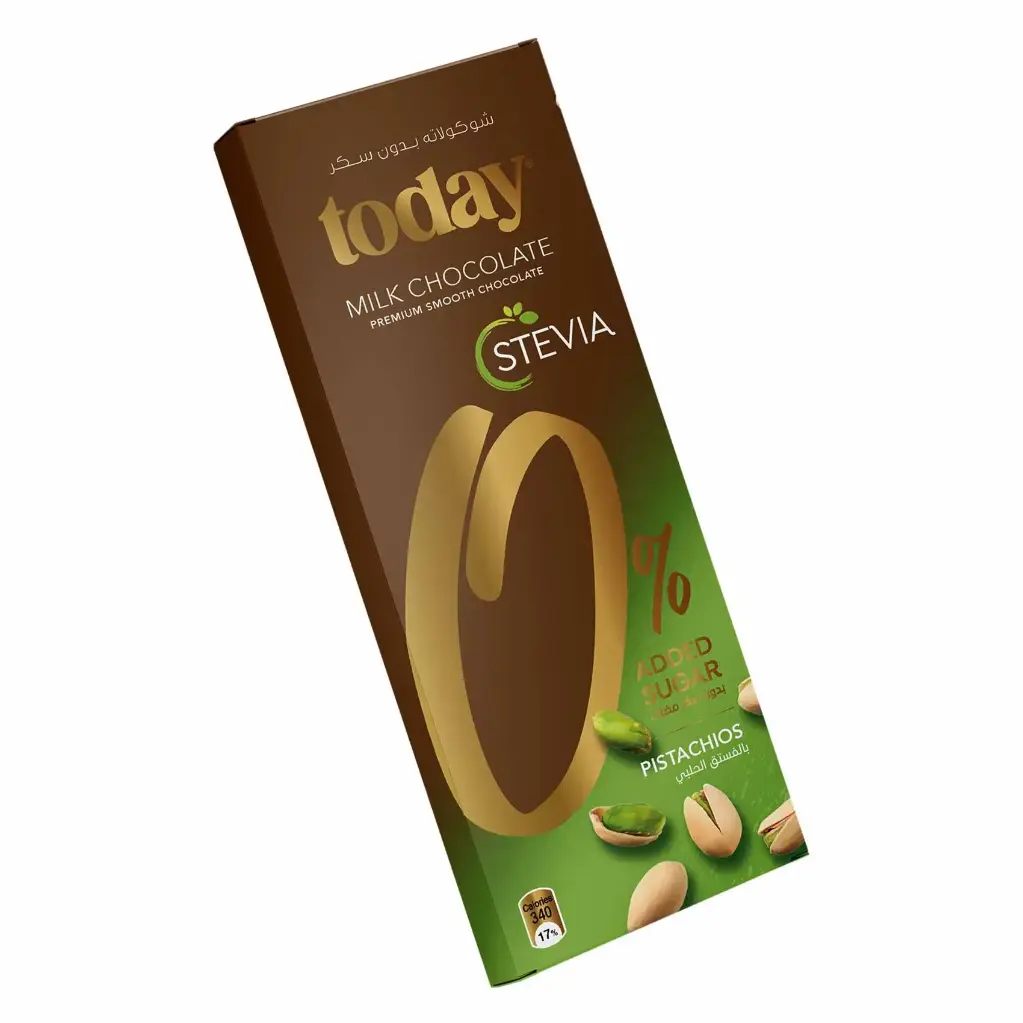 Today Milk Chocolate Pistachio Stevia 0% Added Sugar 