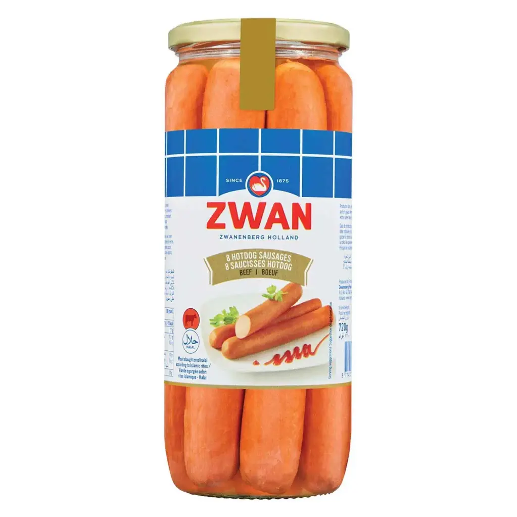 Zwan 8 Hotdog Sausages Beef 720g