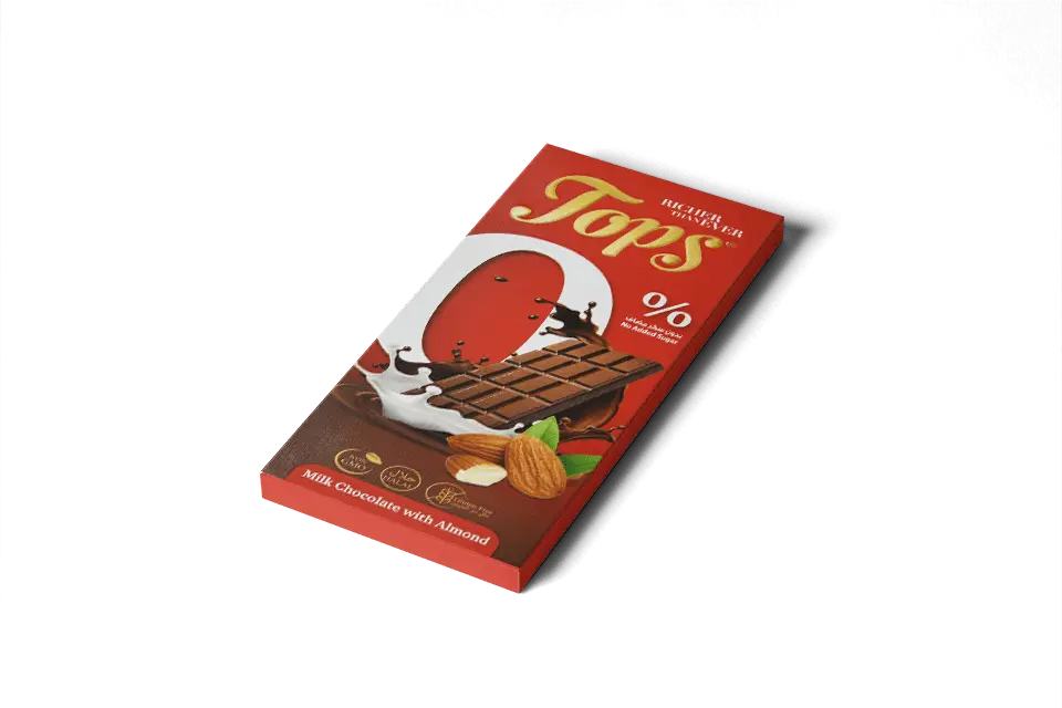 Tops Bar Milk Chocolate With Almond  50g