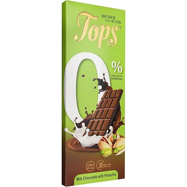 Tops Bar Milk Chocolate With Pistachio 50g