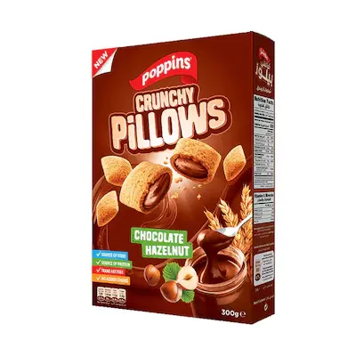 Poppins Crunchy Pillows chocolate & hazelnut 300g